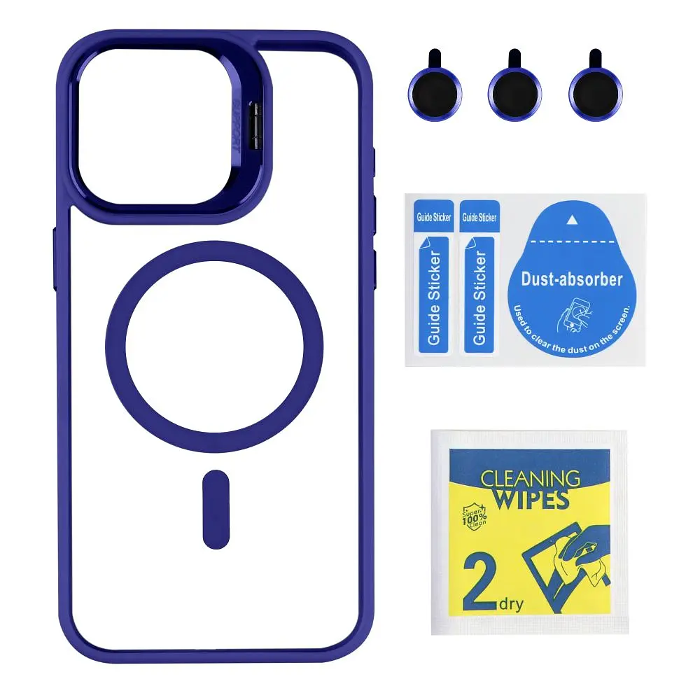 Чохол із підставкою MagSafe TPU PC Metal Stand Case Apple iPhone 15 Pro Max Dark Blue - фото 2