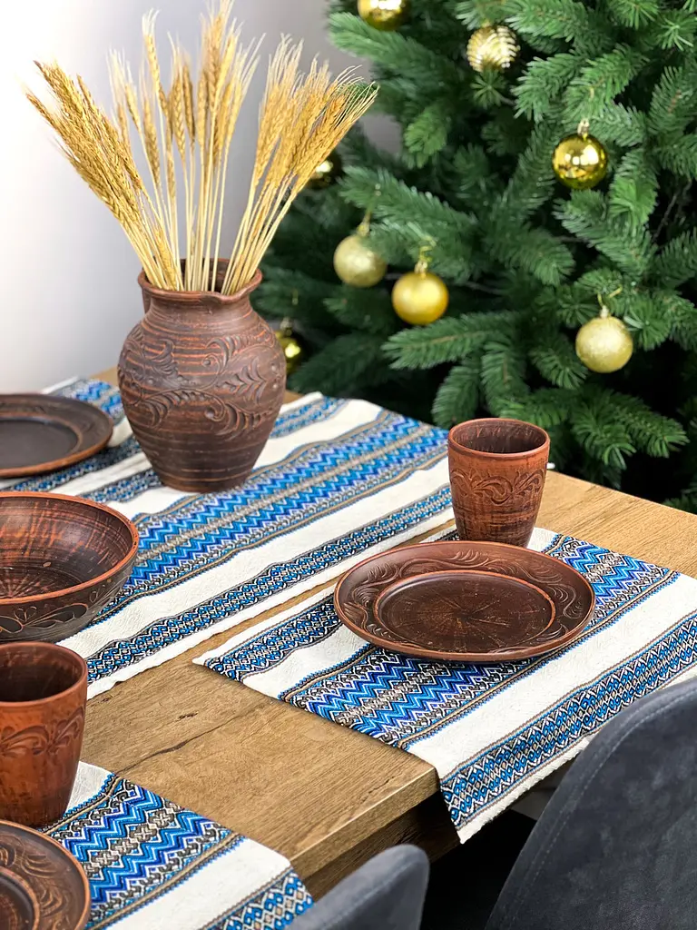 Льняная салфетка с украинским орнаментом Рандеву 30х40 см 15 шт. Синий - фото 5