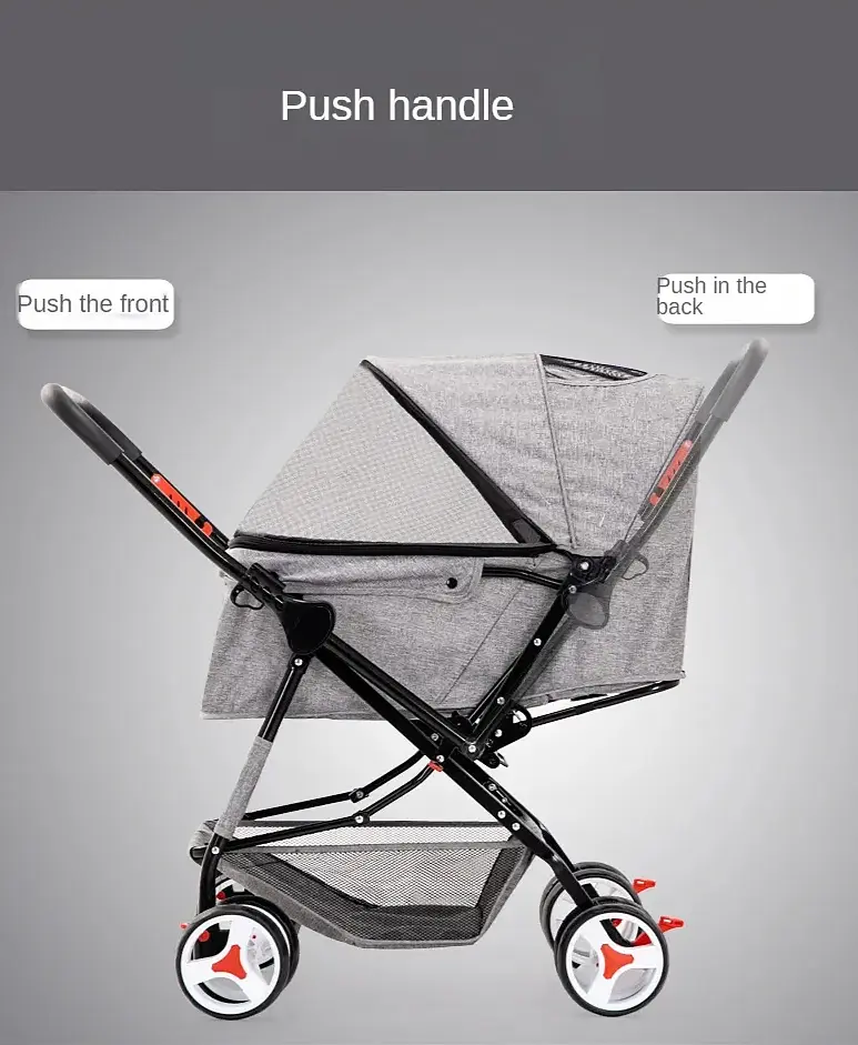 Складний візочок для домашніх тварин Pet Stroller with Storage Basket Red - фото 4