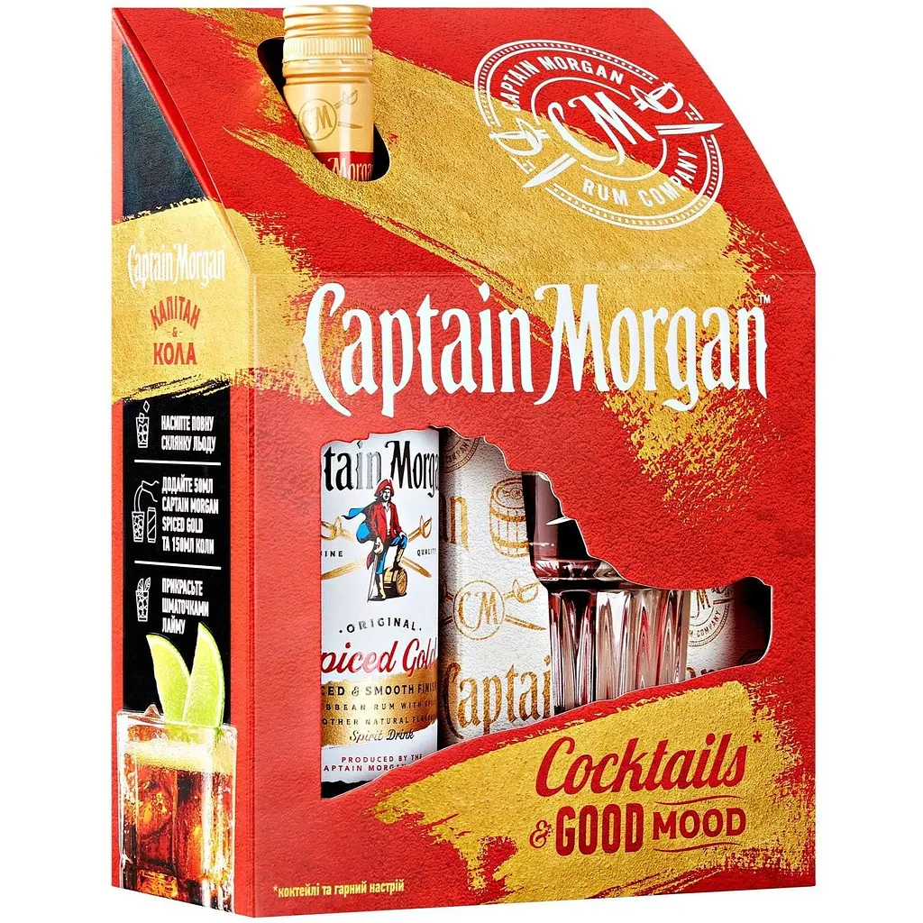 Уцінка. Алкогольний напій Captain Morgan Spiced Gold 35% 0.7 л + склянка - фото 4
