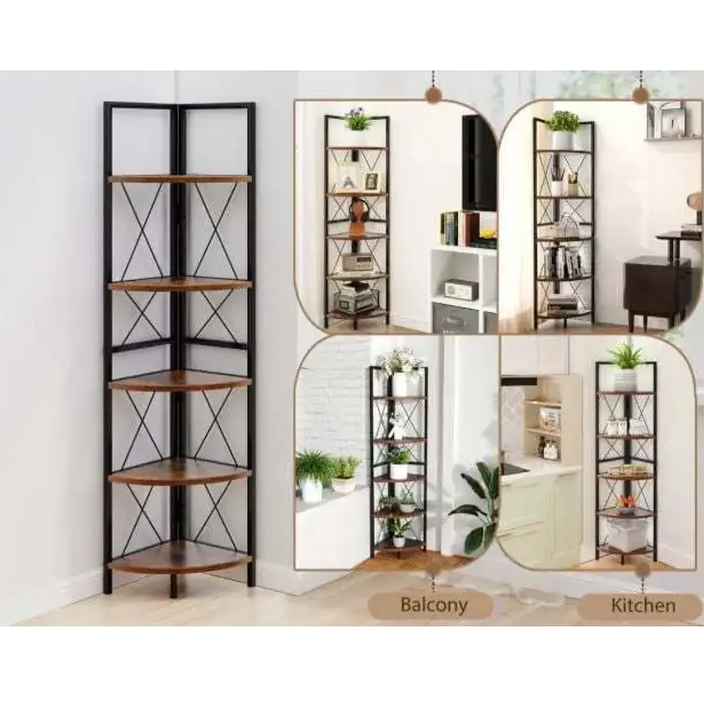 Етажерка Costway Signal кутова із металевим каркасом в стилі Loft - фото 6