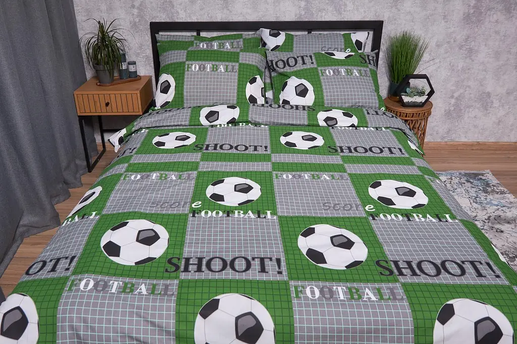 Комплект постільної білизни Moon&Star Бязь Gold Люкс Football євро 200х220 наволочки 4х50х70 - фото 5