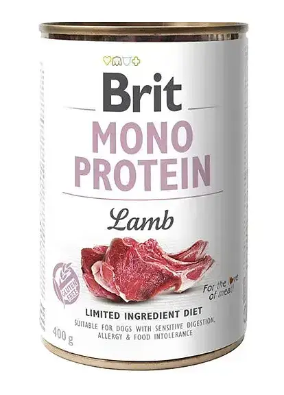 Вологий корм для собак Brit Mono Protein Lamb з ягням, 400 г