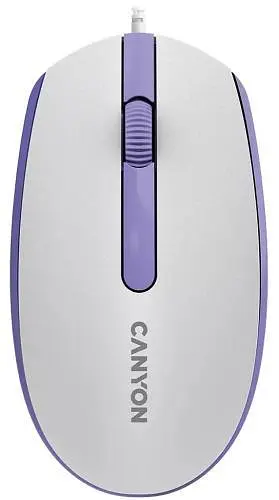 Миша Canyon M-10 USB оптична 1000 dpi 3 кнопки (CNE-CMS10WL) біла з фіолетовим