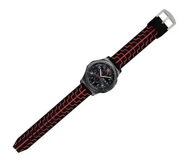 Силиконовый ремешок Primo Splint для часов Samsung Gear S3 Classic SM-R770/Frontier RM-760 Black Red - фото 3