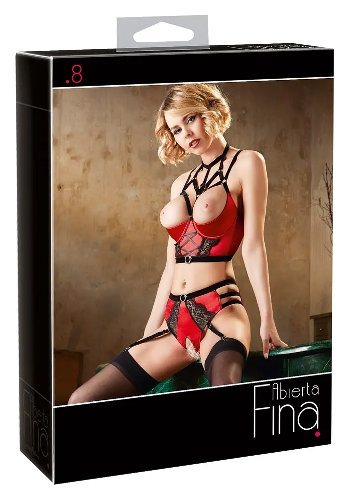 Комплект Abierta Fina Shelf Bra Set, 80B/M (червоний) - фото 8