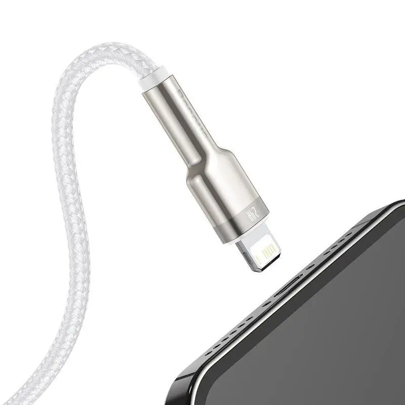 Дата кабель Baseus Cafule Metal USB to Lightning 2.4A (2m) (CALJK-B0) White - фото 2