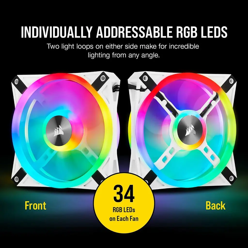 Вентилятор Corsair iCUE QL120 RGB, 120x120x25мм, 4-pin PWM, белий (CO-9050103-WW) - фото 6
