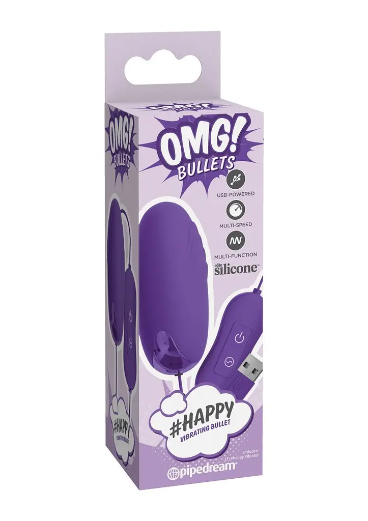 Виброяйцо Pipedream - OMG Happy Vibrating Bullet, 8х4 см - фото 4