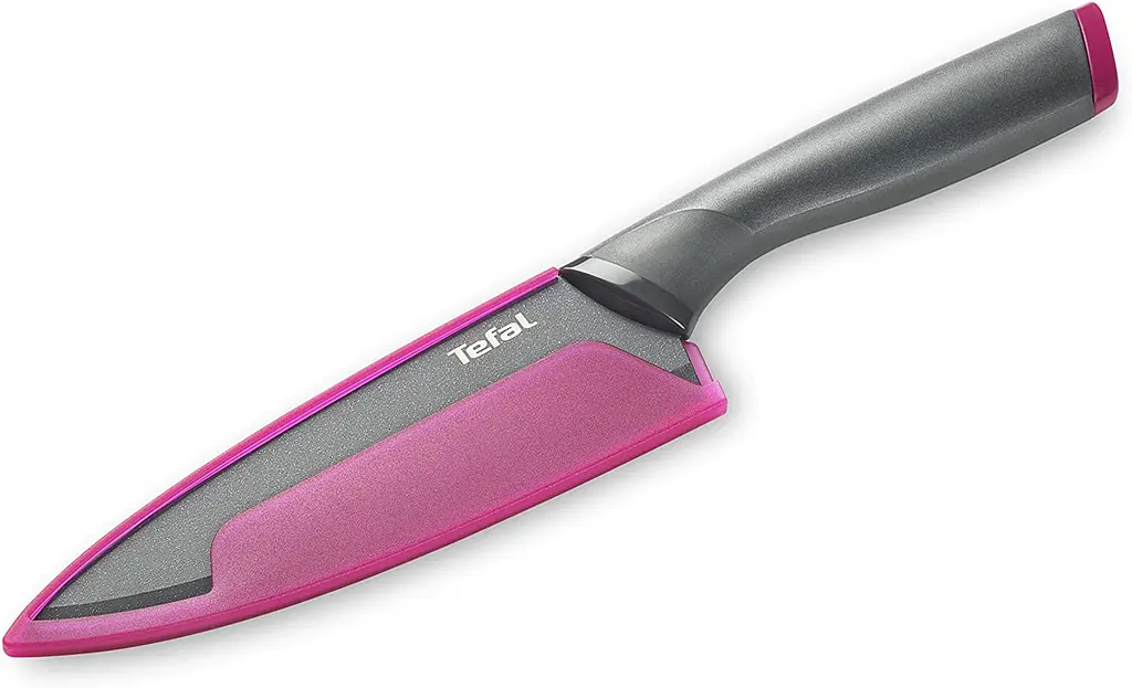 Ніж кухонний Tefal Fresh Kitchen кухарський 15 см з чохлом, нержавіюча сталь, пластик, сірий kuh0014553 - фото 4