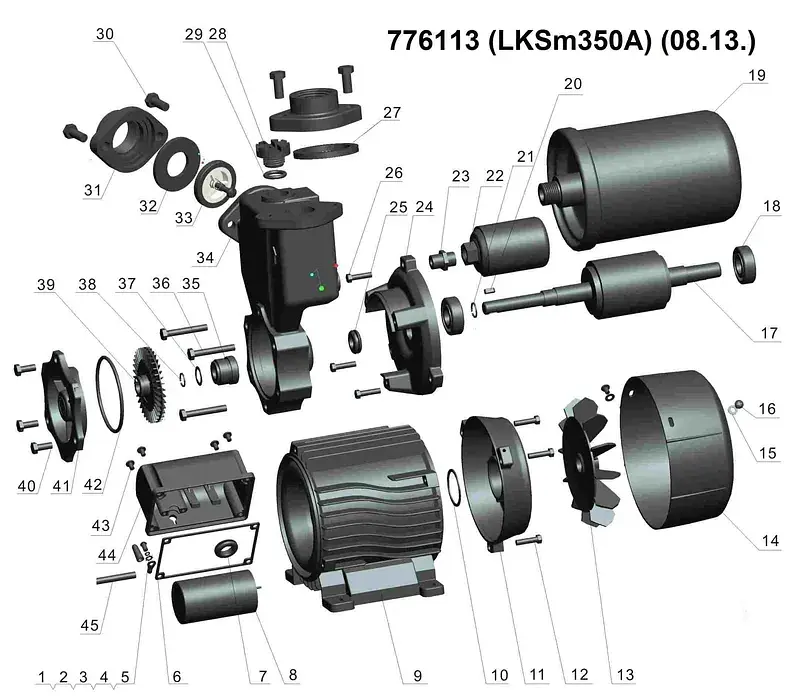 Станція 0.35кВт Hmax 35м Qmax 40л/хв (вихровий насос) 1л LEO LKSm350A (776113) - фото 4