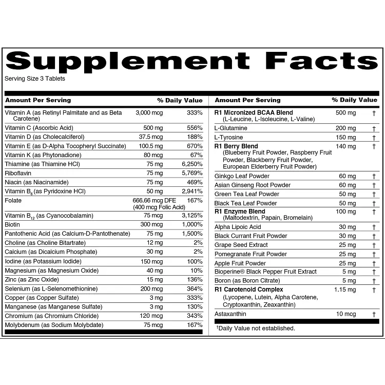 Спортивні вітаміни для чоловіків Rule 1 Men's Train Daily Sports Multi-Vitamin 90 таблеток - фото 3