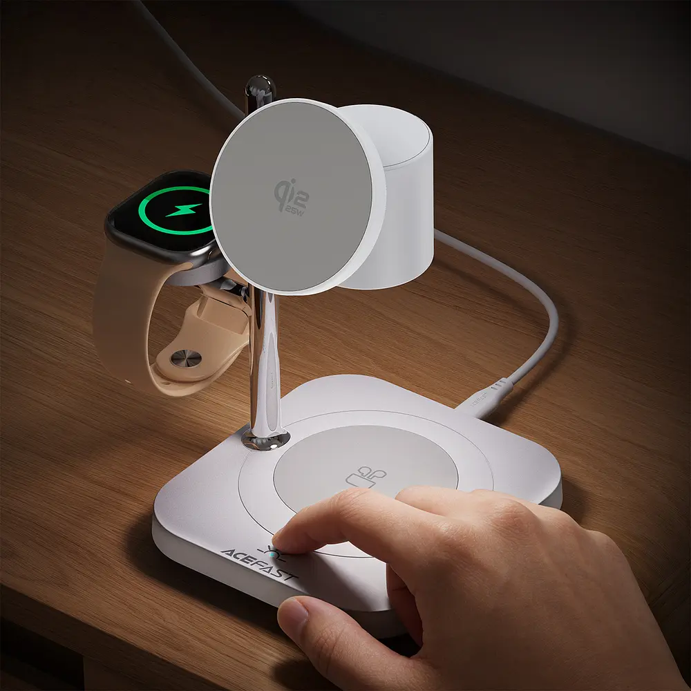 Бездротовий зарядний пристрій ACEFAST E39 desktop 4-in-1 wireless charging holder White (6974316286110) - фото 8
