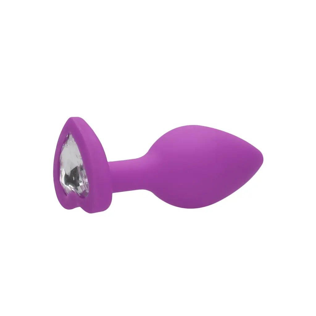 Анальна пробка з кристалом Ouch! Diamond Heart Butt Plug, 7.3 см (фіолетовий)