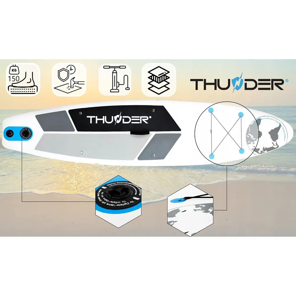 Надувна дошка SUP THUNDER Planet 320 см з веслом Blue - фото 6