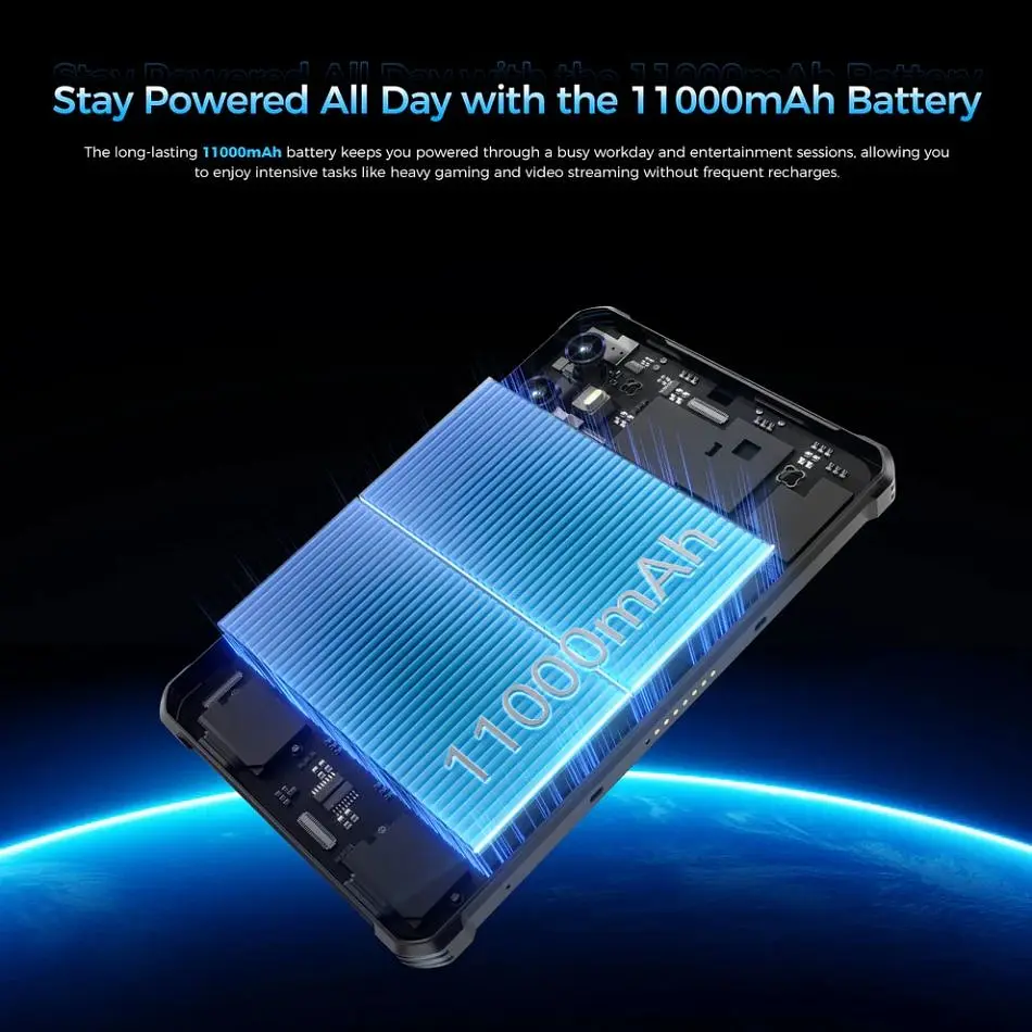 Планшет Oukitel RT3plus 8” HD / 4GB/128GB / G81 / 11000mAh / 16+8Мп / IP69K / LTE Black (RT3Plus_Black) - фото 5