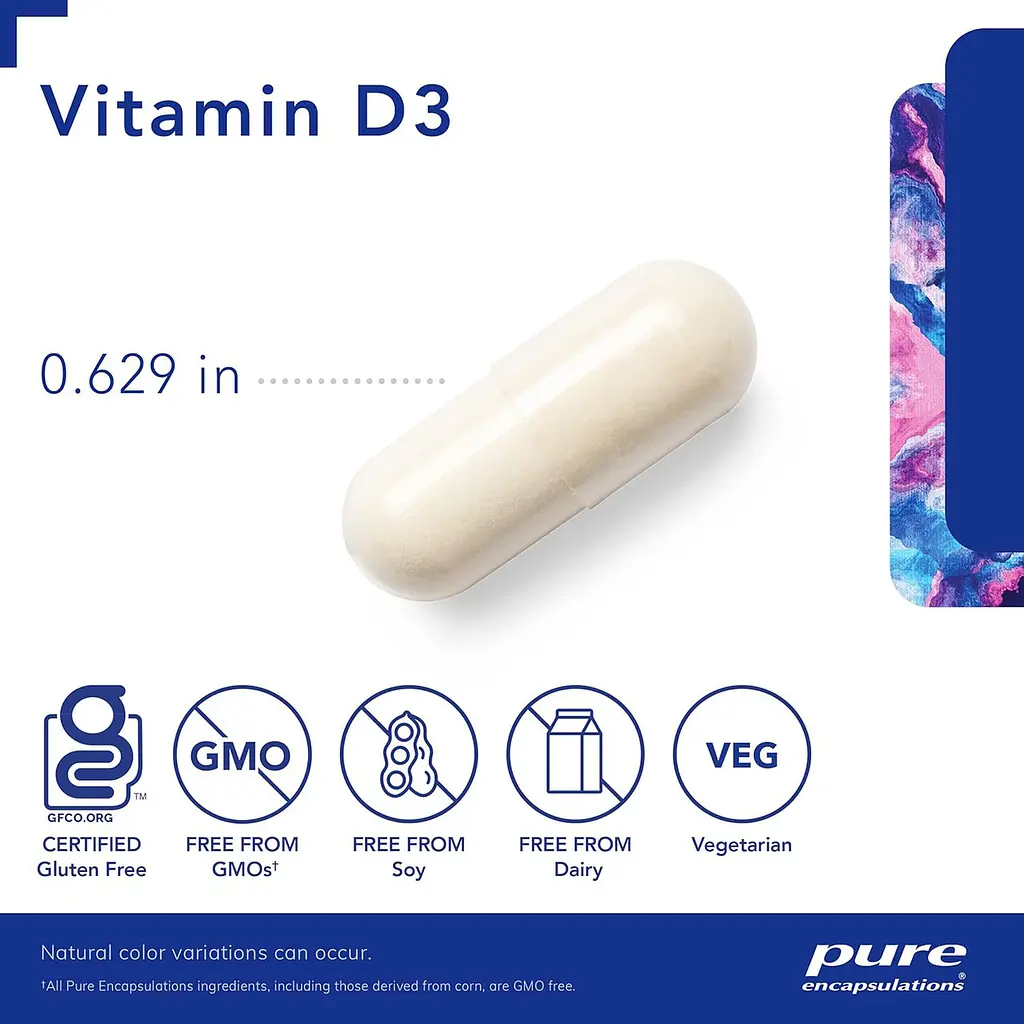 Вітамін Д3 Pure Encapsulations Vitamin D3 10 000 МО 120 капсул - фото 3