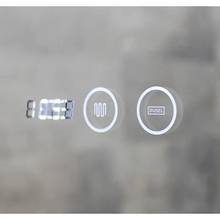 Дзеркало Dusel Led DE-M0065D Silver 65x80 см сенсорне включення + підігрів+ годинник/темп, Сірий - фото 2