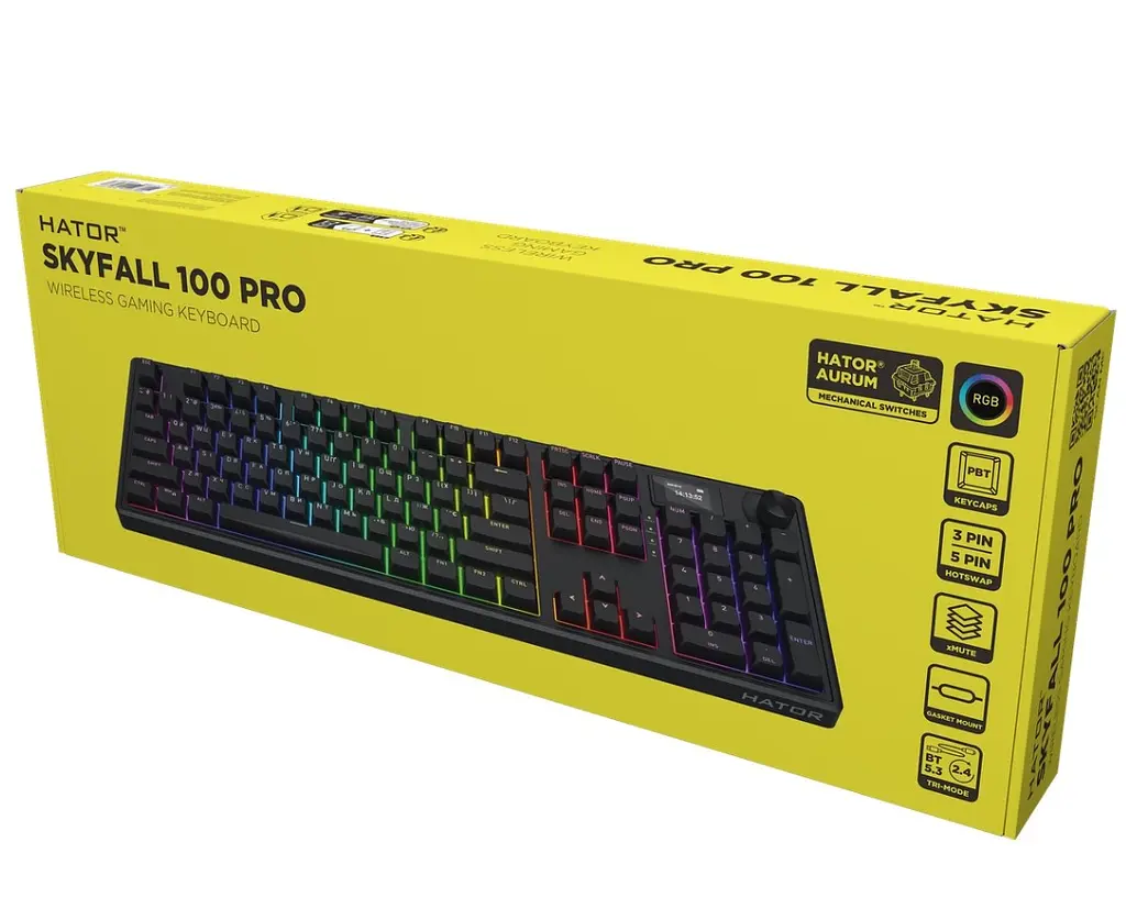 Клавіатура ігрова механічна HATOR HTK-4101-UA Wireless Skyfall 100 PRO Black Aurum Vanila Silent switches - фото 7