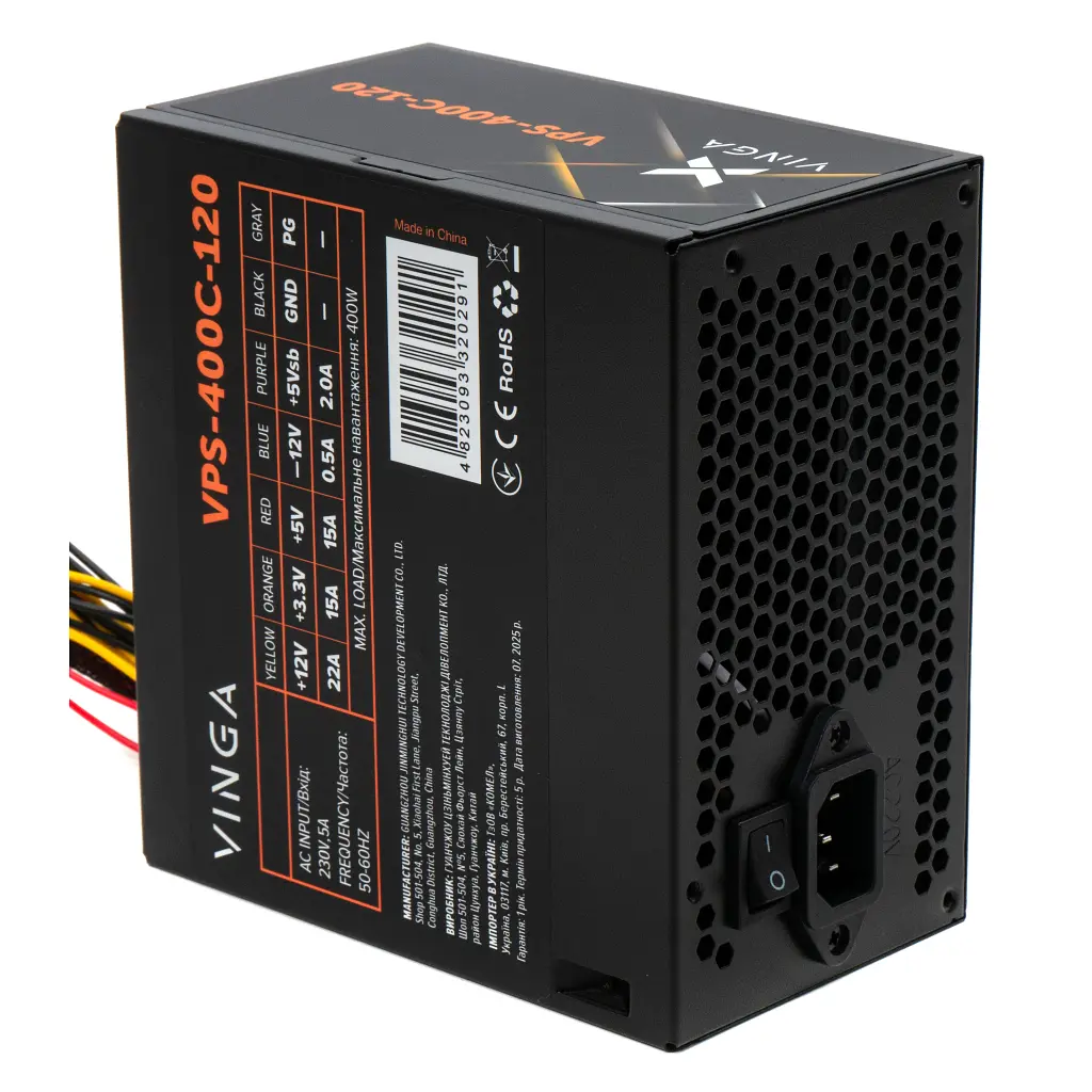 Блок живлення Vinga 400W ОЕМ (VPS-400С-120) - фото 3