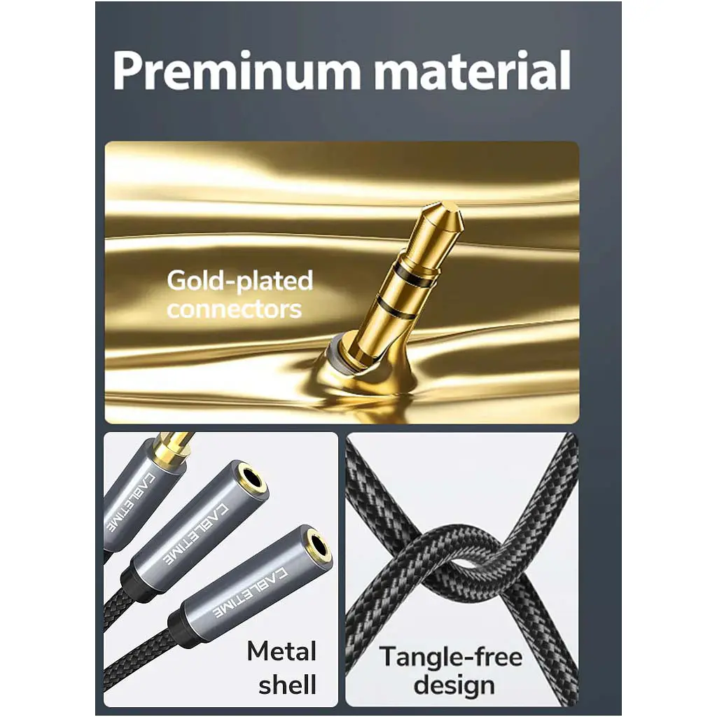 Кабель мультимедійний 3.5mm M to 2x3.5mm F 0.2m Cabletime (CA915248) - фото 4