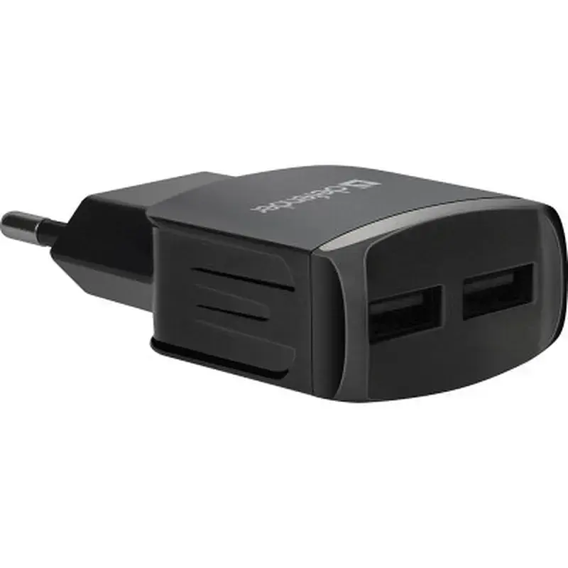 Зарядний пристрій Defender EPA-13 black, 2xUSB, 5V/2.1A, package (83840) - фото 2