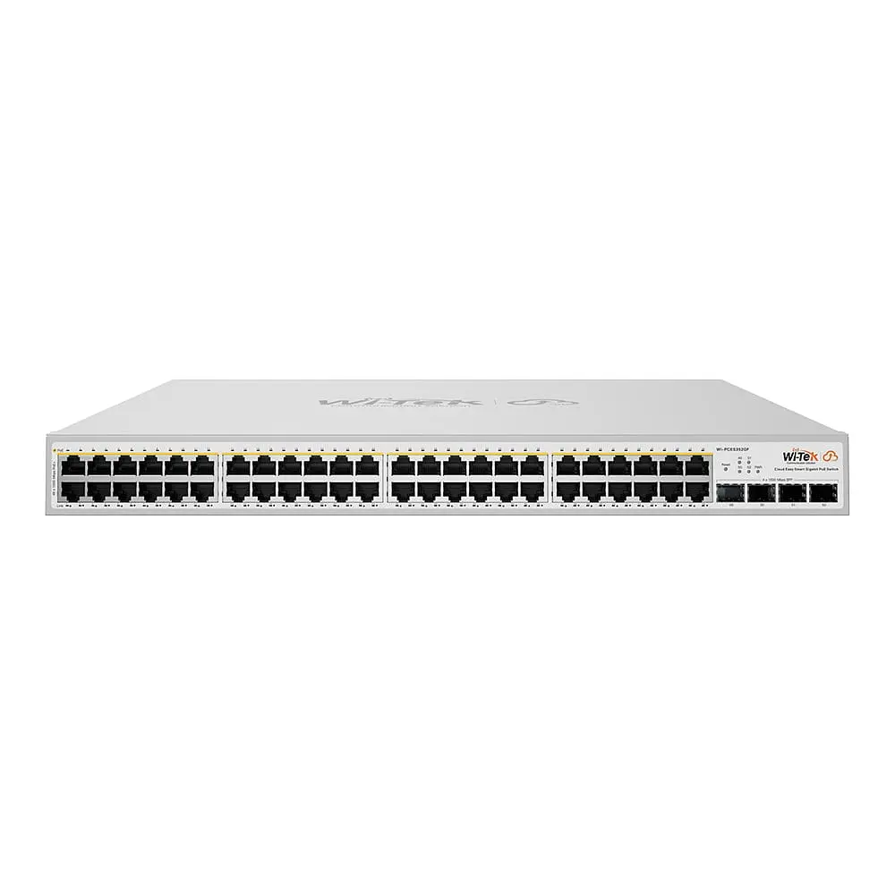 PoE-комутатор 52-портовий керований Wi-Tek WI-PCES352GF гігабітний 48x1000Mbps PoE+, 4xSFP, 370W, Cloud, ONVIF (73-00256) - фото 2