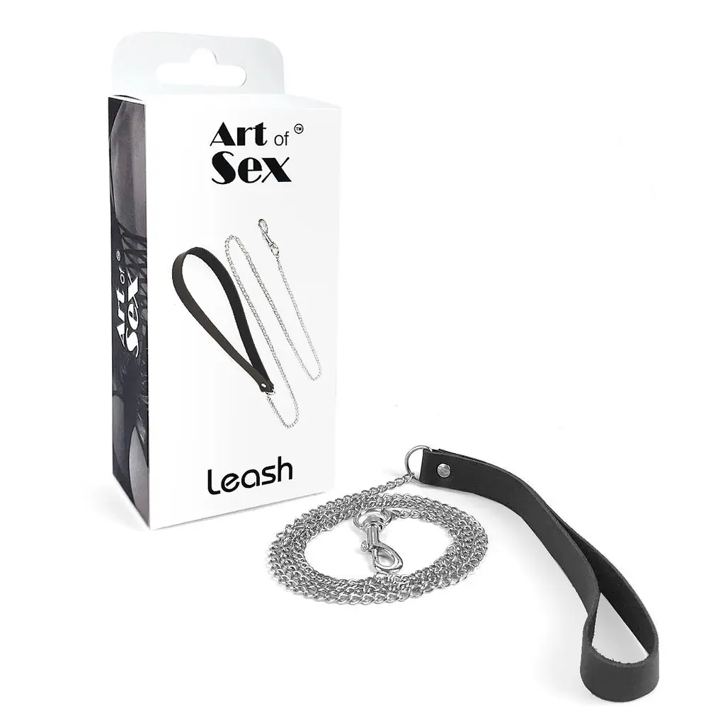 Повідець на ланцюжку з натуральної шкіри Art of Sex - Leash - фото 4