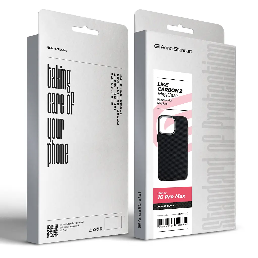 Карбоновый чехол для Apple iPhone 16 Pro Max, LikeCarbon2 MagCase, черный, тонкий защитный чехол-панель из поликарбоната с магнитами N52, MagSafe, противоударный, совместим с беспроводной зарядкой, приподнятые края для защиты камеры, ArmorStandart (ARM88382) - фото 7