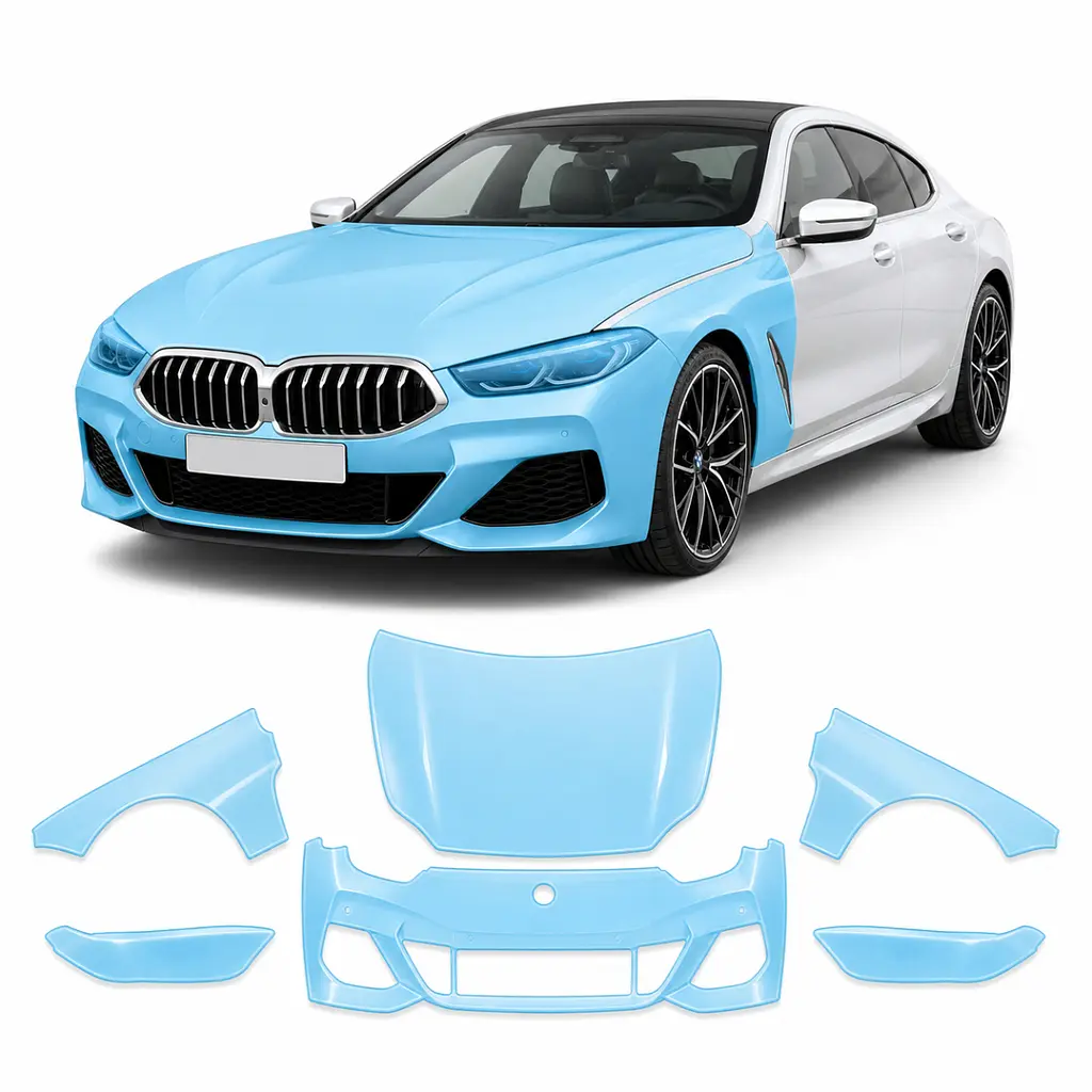 Антигравійна захисна бронеплівка за лекалами для BMW 8 Series G15/G14/G16 facelift 2022- передня частина авто (капот бампер фари крила)