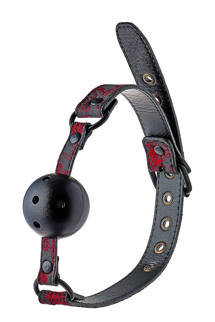 Кляп Dreamtoys Blaze Deluxe Breathable Ball Gag 4.7 см черный с красным - фото 3