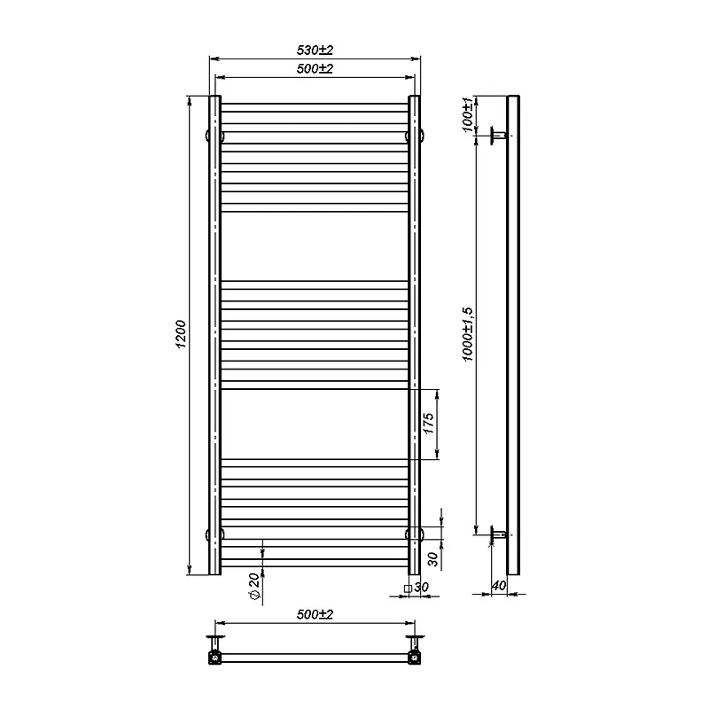 Рушникосушка водяна Onlyheat Ember 500/1200/18, Хром - фото 2