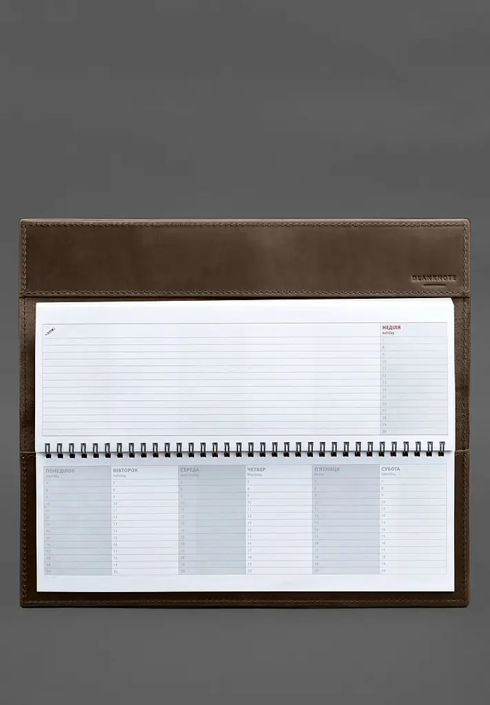 Настольный планер с блоком на пружине темно-коричневый Crazy Horse - фото 5