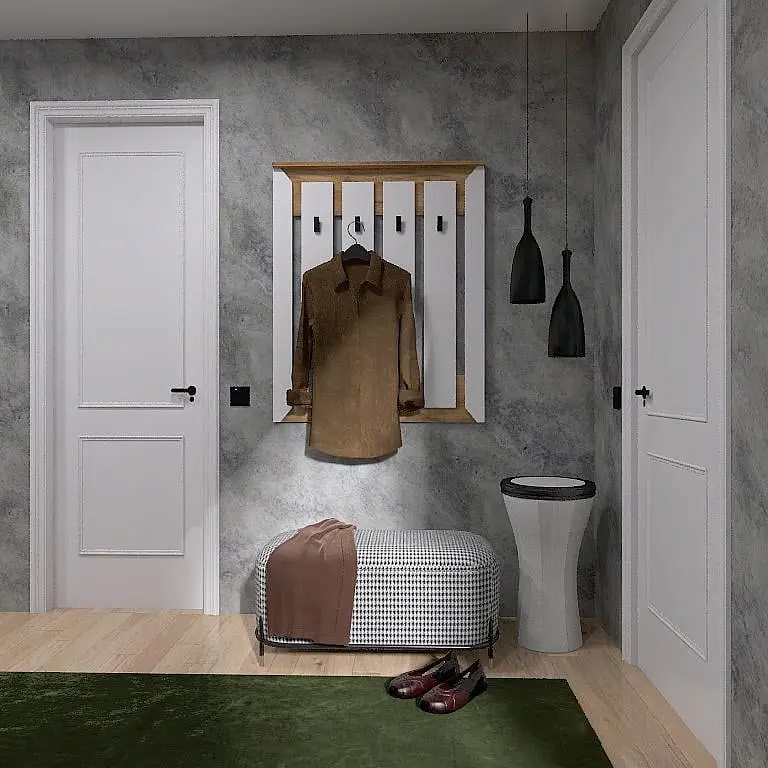 Вішалка настінна Еверест Нордік 900, 90х6х110 см Білий + Дуб крафт золотий (EVR-5517) - фото 2