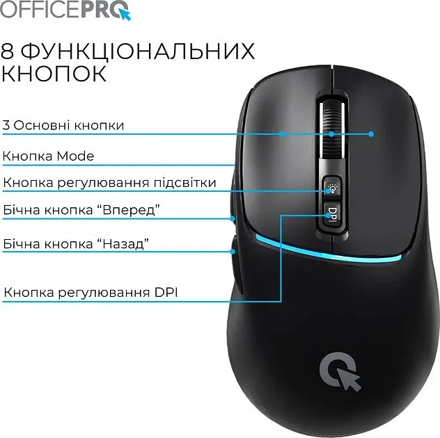 Миша OfficePro Silent Click Wireless Black (M468B) - фото 6