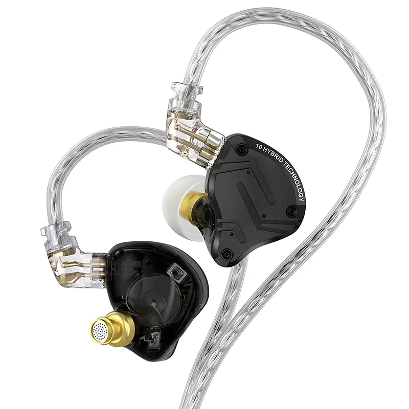 Гібридні навушники KZ ZS10 Pro X з мікрофоном (Чорний) - фото 3