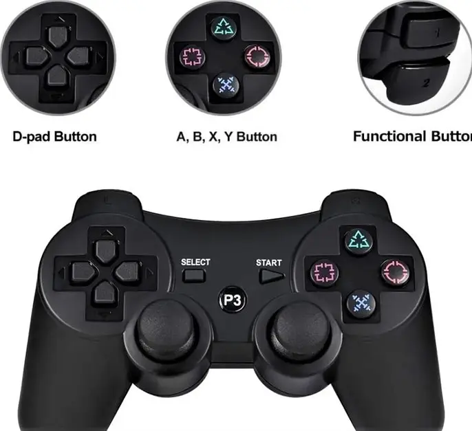 Геймпад бездротовий DoubleShock Bluetooth для PS3, ПК та Smart TV з вібрацією, чорний - фото 4
