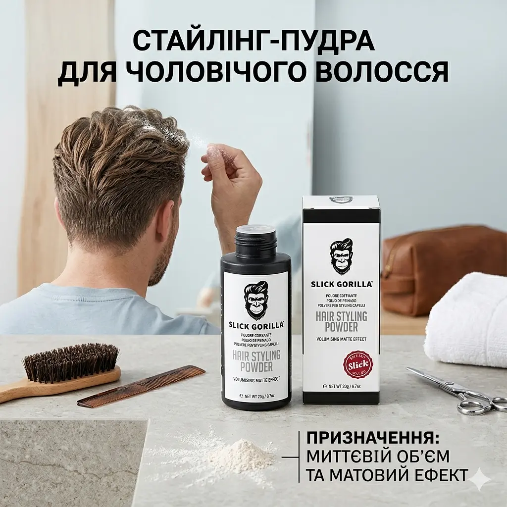 Пудра для об’єму волосся професійна Slick Gorilla Hair Styling Powder 20 г (SG01) - фото 2