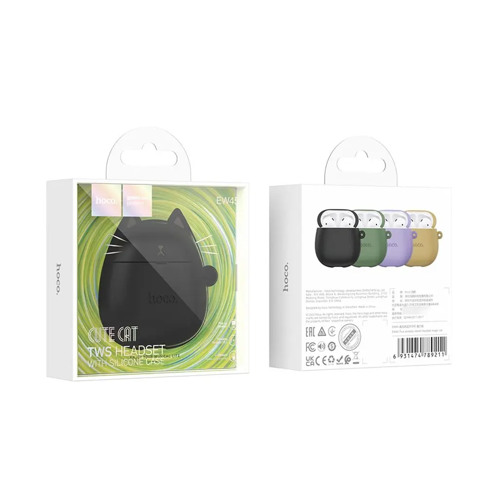 Наушники Hoco EW45 CAT TWS |BT5.3, 4h| Magic Cat (Black) - фото 4