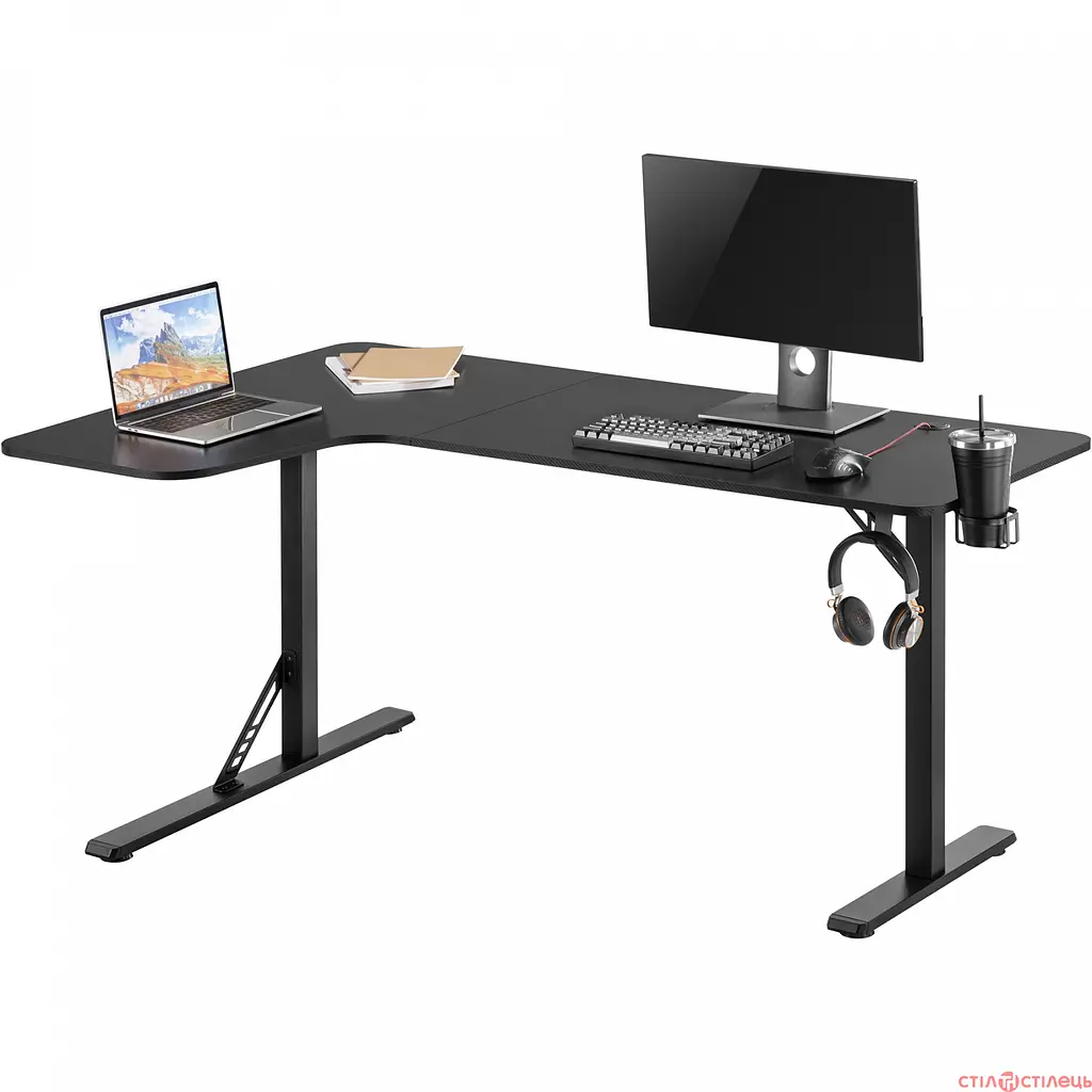 Комп'ютерний стіл GamePro г-подібний чорний (GDC216) - фото 7