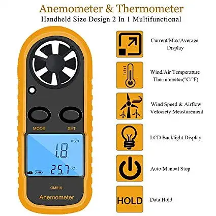 Цифровой анемометр 0.1-30м/с -10-45°C Benetech 10.5х4х1.5 см hoz0010071 - фото 5