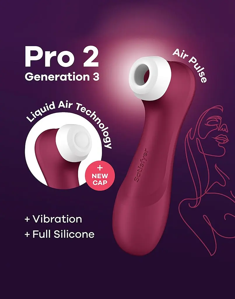 Вакуумний стимулятор клітора з вібрацією Satisfyer Pro 2 Generation 3 with Liquid Air вишневий - фото 7