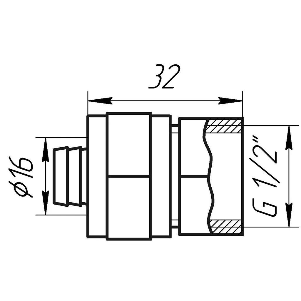 Муфта із внутрішньою різьбою APE 702 L 1/2″x16 000000615 - фото 5