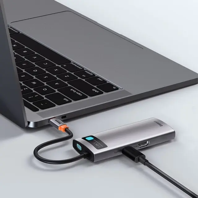 USB-хаб Baseus Metal Gleam Series 5-in-1 Multifunctional （Type-C to HDMI*1+USB3.0*3+PD*1) (CAHUB-CX0G) - фото 7