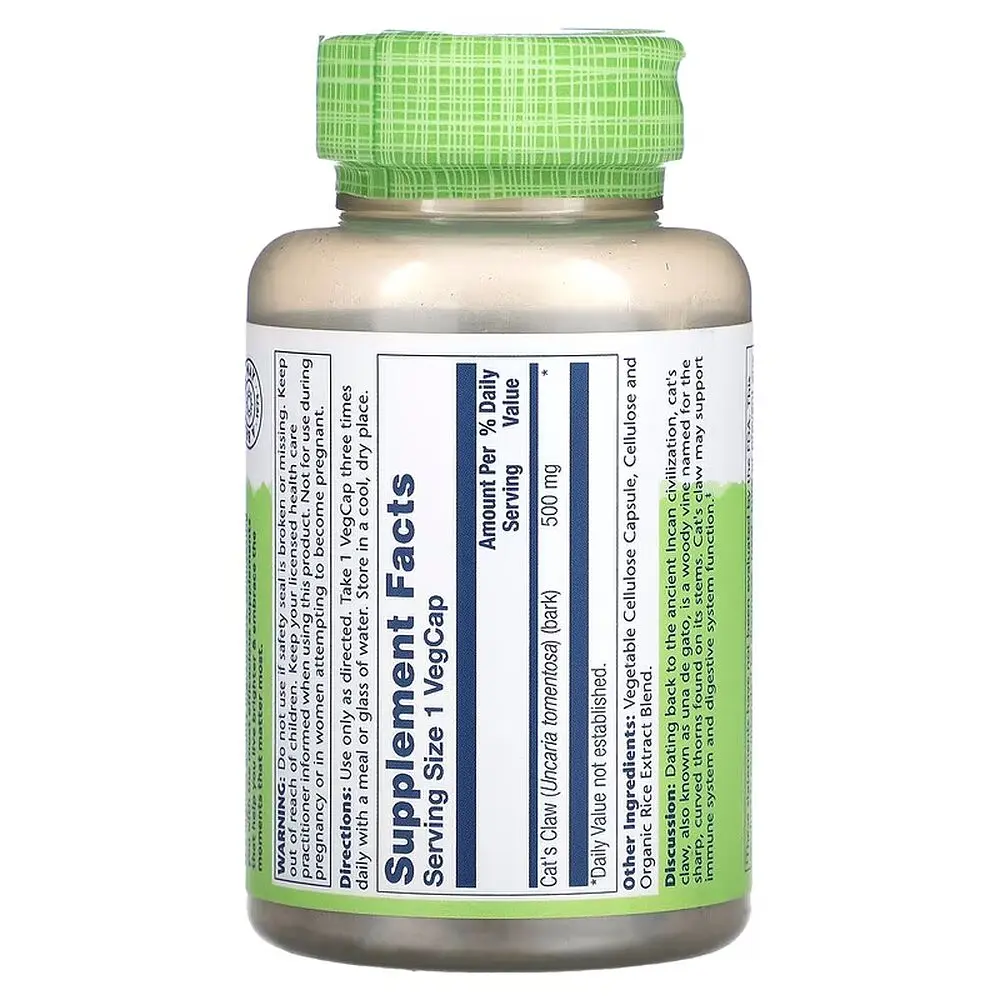 Натуральна добавка Solaray Cat's Claw 500 mg, 100 вегакапсул - фото 2