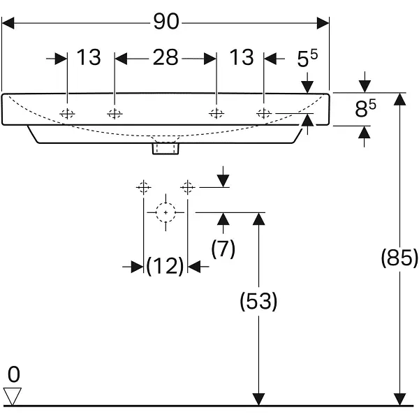 Раковина Geberit Smyle Square 90x48 500.251.01.1, Білий - фото 3