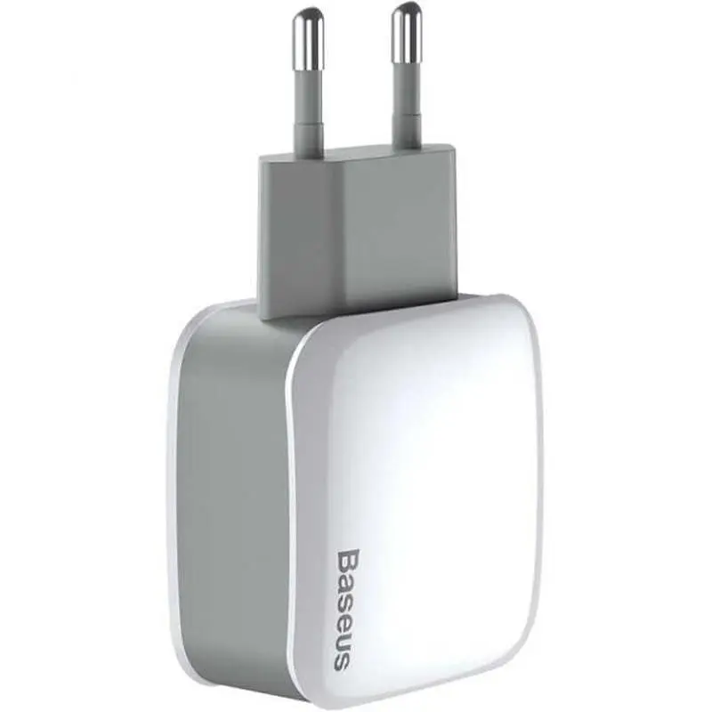 Мережевий зарядний пристрій Baseus Letour 2USB + Red Cable USB to Lightning/XiaomicroUSB/Type-C 2.4A TZCL-D92 White-Silver - фото 4