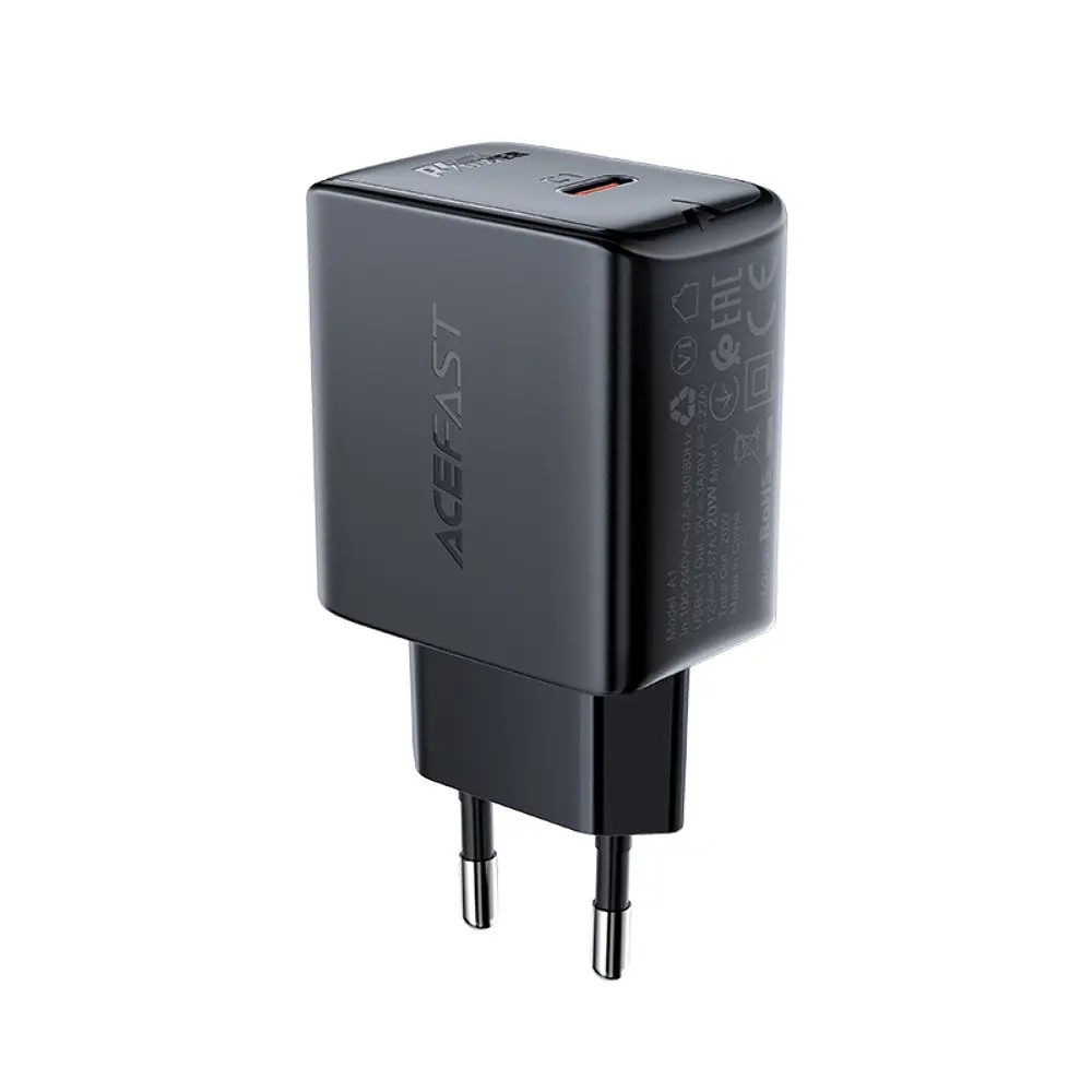 Мережевий зарядний пристрій Acefast A1 Type-C PD 20W чорний - фото 3