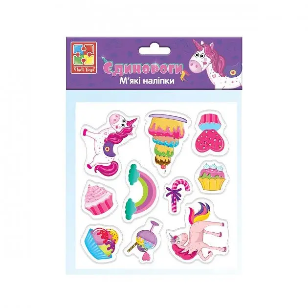 Набор мягких наклеек "Единороги" Vladi Toys VT4210-04 (укр) - фото 1