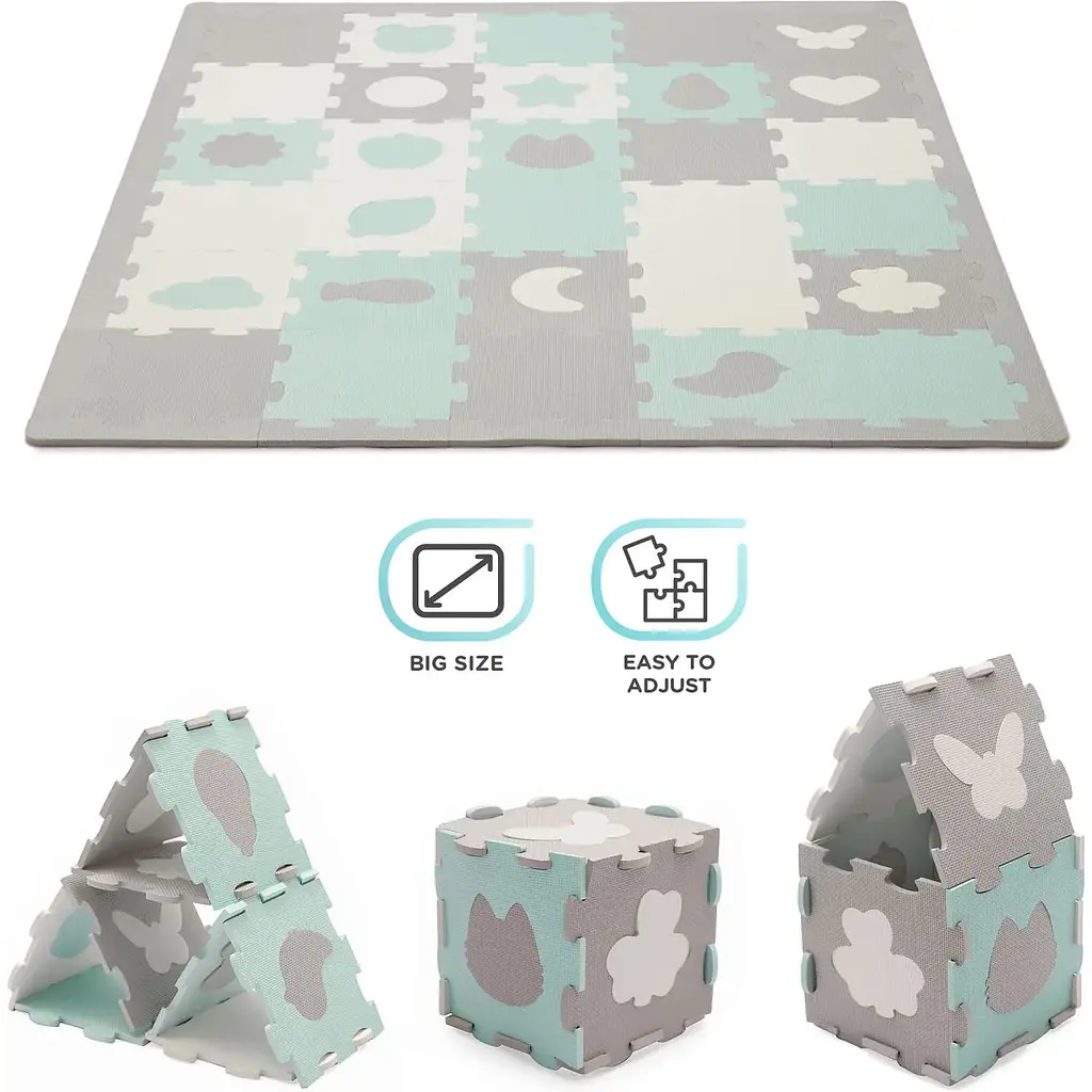 Килимок-пазл Kinderkraft Luno Shapes Mint 30 елементів (KPLUSH00MIN0000) - фото 4